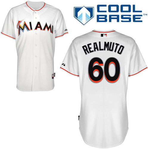 J-T Realmuto #60 MLB Jersey-Miami Marlins Men's Authentic Home White Cool Base Baseball Jersey